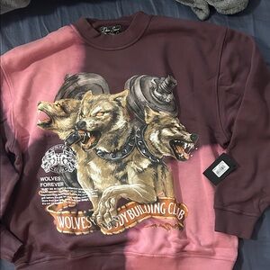 Darc Sport Wolves Graphic Crewneck Sweater - Burgundy